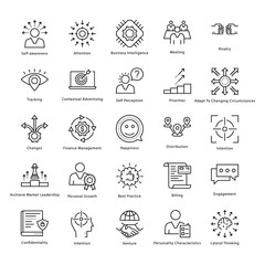 Canvas Print - Business Management and Growth Vector Line Icons 36