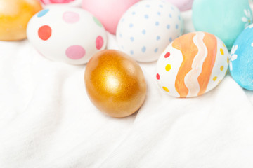 Wall Mural - Easter background with eggs and copyspace. Happy Easter!.