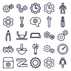 Set of 25 mechanical outline icons