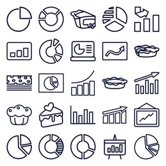 Poster - Set of 25 pie outline icons