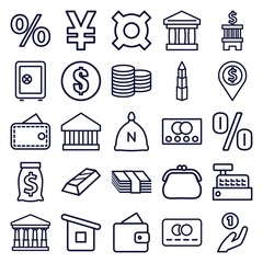 Canvas Print - Set of 25 bank outline icons