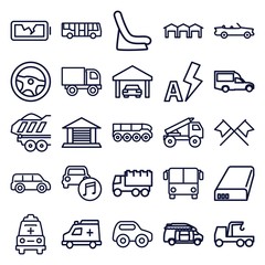 Wall Mural - Set of 25 auto outline icons