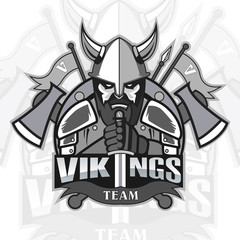 Vikings logo mascot for a team on a color background. Sport logo. Vector illustration. EPS10