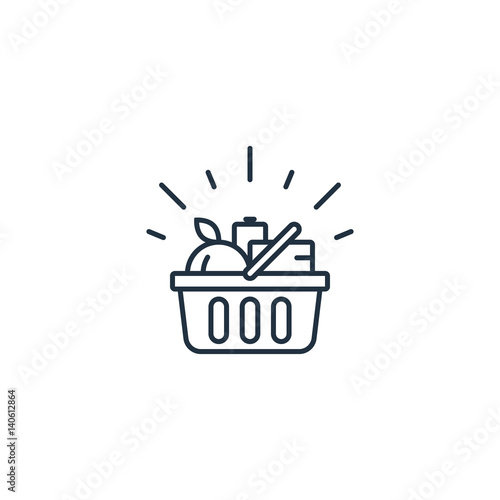 Fotografía Food basket, grocery order, shop special offer line icon