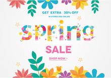 Spring Sale Banner, Sale Poster, Sale Flyer, Sale Vector. 30% Off, Vector Illustration.
