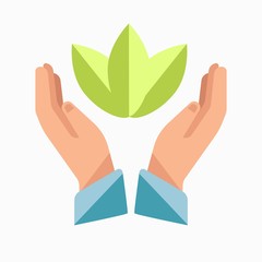 Wall Mural - Hands and leaf template icon for charity