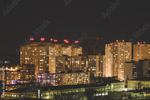 Fotografía Night panoramic aerial winter cityscape view of living area in Voronezh city