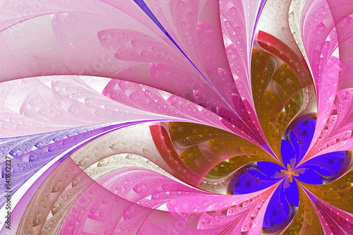 Zdjęcie XXL Piękny fraktal kwiat w kolorze niebieskim i różowym. Wygenerowana komputerowo grafika.