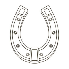 Wall Mural - A metal horseshoe for horses. Shoes for horses to protect hooves.Farm and gardening single icon in outline style vector symbol stock illustration.