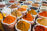 India spices at the local market at Delhi.