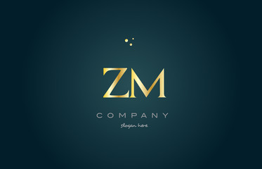 zm z m  gold golden luxury alphabet letter logo icon template