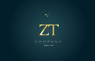 zt z t  gold golden luxury alphabet letter logo icon template