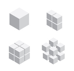 isometric cubes for 3d designing.cube isometric logo concept,vector illustration.symbol with three-d