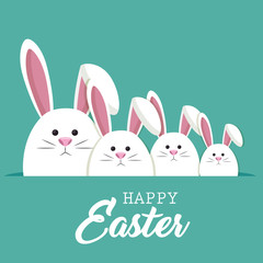 Wall Mural - cute rabbit happy easter vector illustration design