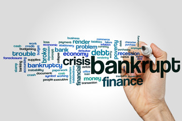 Wall Mural - Bankrupt word cloud concept on grey background