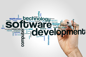 Wall Mural - software development word cloud