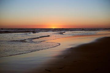 Panorama landscape on beach sunset
