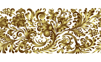 Vector ornate seamless border in Eastern style. Line art element for design, place for text. Ornamental vintage frame for wedding invitations and greeting cards. Traditional gold decor.