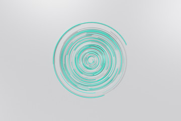 Wall Mural - White concentric spiral with blue glowing elements on white background