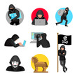 Hackers Characters Symbols Icons Collection 
