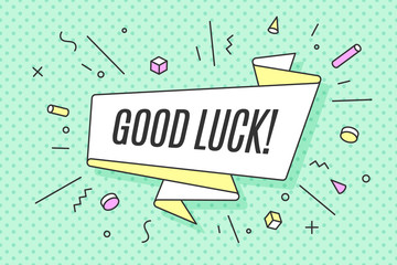 Wall Mural - ribbon banner with text good luck for emotion, blame and curiosity. retro hand drawn design element 