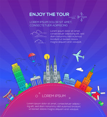 Wall Mural - Enjoy the Tour - flat design travel composition