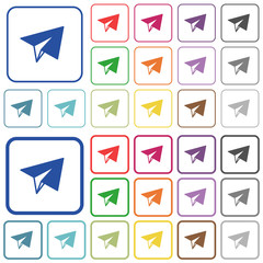 Poster - Paper plane outlined flat color icons