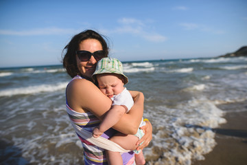 Wall Mural - Mother with Son at Sea