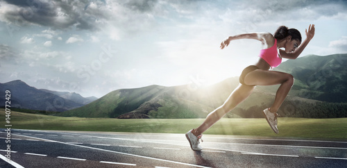 Sport backgrounds. Runner. Dramatic scene.