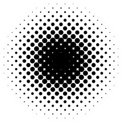Poster - Circle halftone element. Monochrome dotted circular pattern.