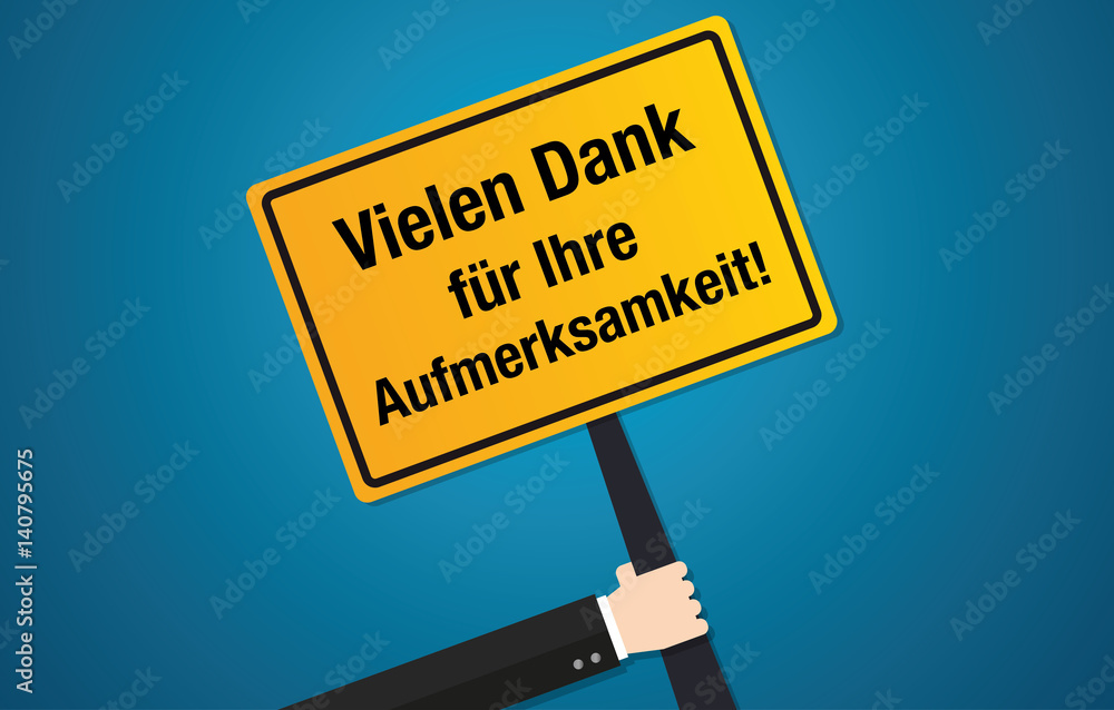 Vielen Dank Für Ihre Mühe Englisch Image vectorielle Stock Vielen Dank für Ihre Aufmerksamkeit - Schild