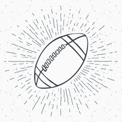 Wall Mural - vintage label, hand drawn football, soccer ball sketch, grunge textured retro badge, typography desi