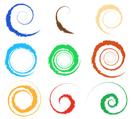 Poster - Spiral, vortex element set. 9 different circular shapes. Spiral set.
