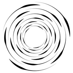 Aufkleber - Abstract geometric spiral, ripple element with circular, concentric lines. Abstract monochrome element
