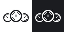 Vector Dashboard Icon. Two-tone Version On Black And White Background