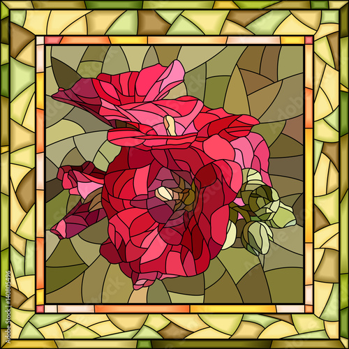 Zdjęcie XXL Wektorowa ilustracja kwiatu czerwony ślaz.