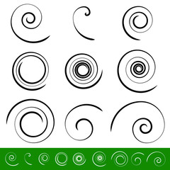 Poster - Spiral, vortex element set. 9 different circular shapes. Spiral set.