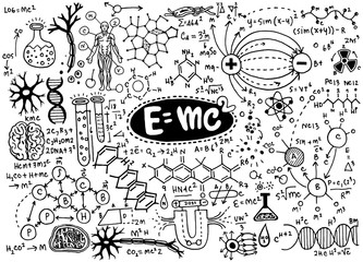Wall Mural - Vector illustration of scientific formulas and calculations in p