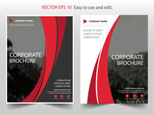 Red Curve Vector Business Proposal Leaflet Brochure Flyer Template Design, Book Cover Layout Design, Abstract Business Presentation Template, A4 Size Design