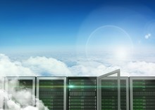 Data Base Server Against Sky In Background