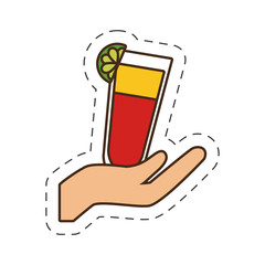 Wall Mural - hand holding glass cup cocktail drink vector illustration eps 10