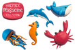 Handmade plasticine summer sea life animals collection. Sea life animals all objects handmade of plasticine, big resolution.