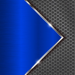 Wall Mural - Blue metal perforated background with perforation