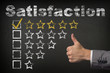 © spyrakot - Total Satisfaction - 5 Five Stars. thumbs up golden star rating chalkboard