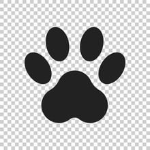 Paw Print Icon Vector Illustration Isolated On Isolated Background. Dog, Cat, Bear Paw Symbol Flat Pictogram.