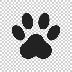 Wall Mural - Paw print icon vector illustration isolated on isolated background. Dog, cat, bear paw symbol flat pictogram.