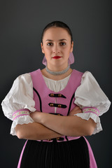 Wall Mural - Slovak folk dancer with colorful clothes