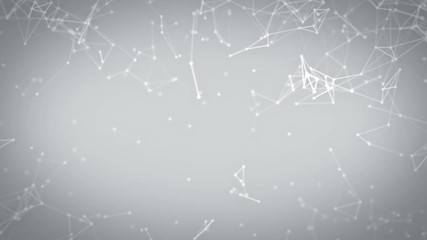 Abstract Technology And Science Background with copy space. white Abstract background of technology network. Animation of rotation and flying abstract glowing lines and flicker dots linking network