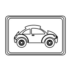 Poster - square with sport car side inside, vector illustration design