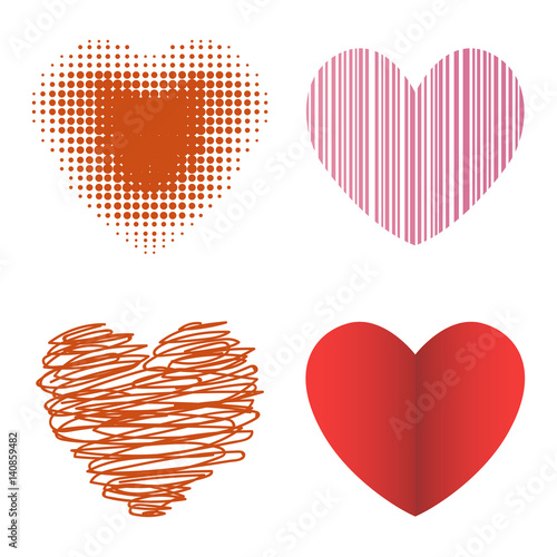 Differents style red heart vector icon isolated love valentine day symbol and...